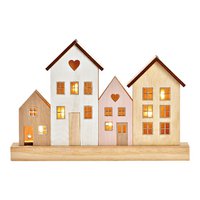 Display houses LED made of natural wood (W/H/D) 25x16x4cm