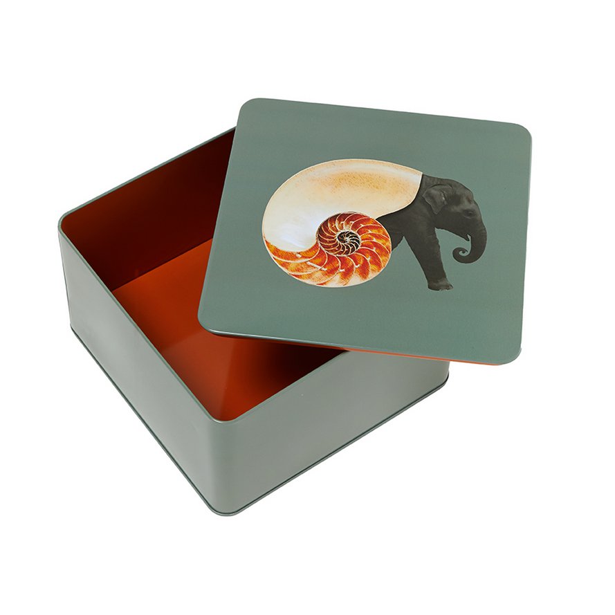Shellephant square metal tin box