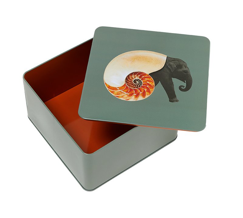Shellephant square metal tin box