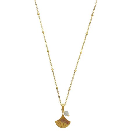 Halskette Ginkgo & Labradorit – Gold