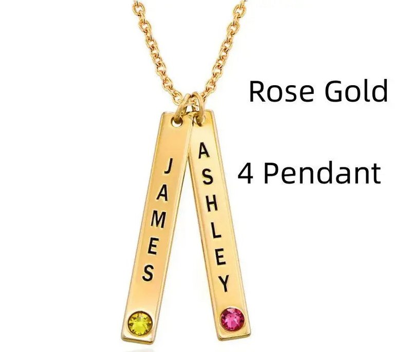 Personalisierte vertikale Halskette, Muttertagsgeschenk