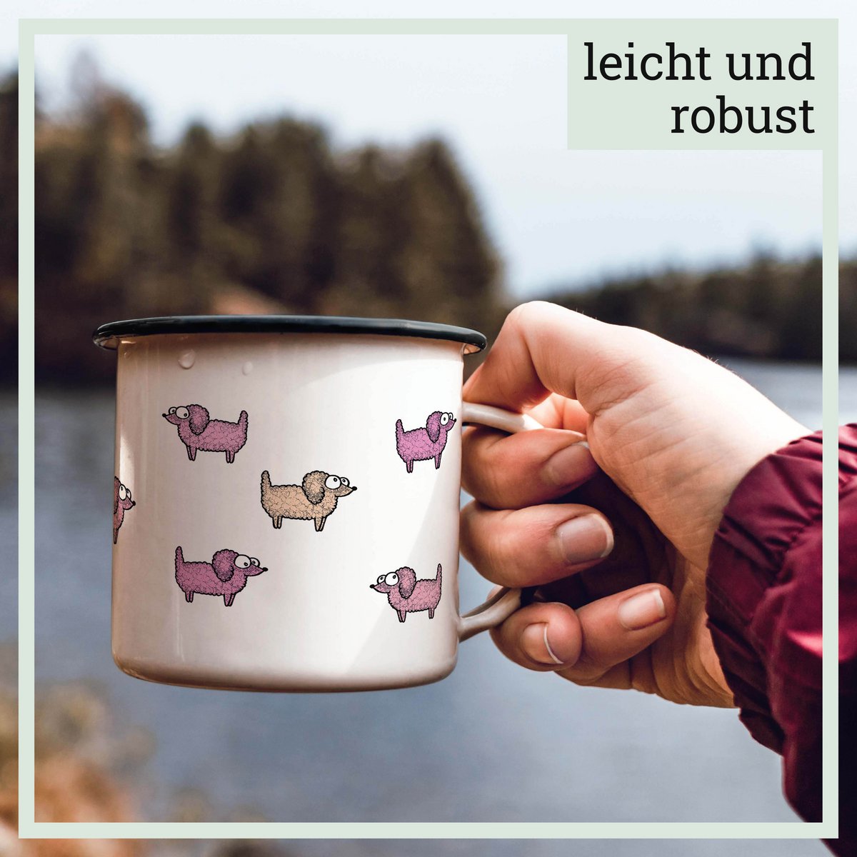 Emailletasse – Pudel Rudel