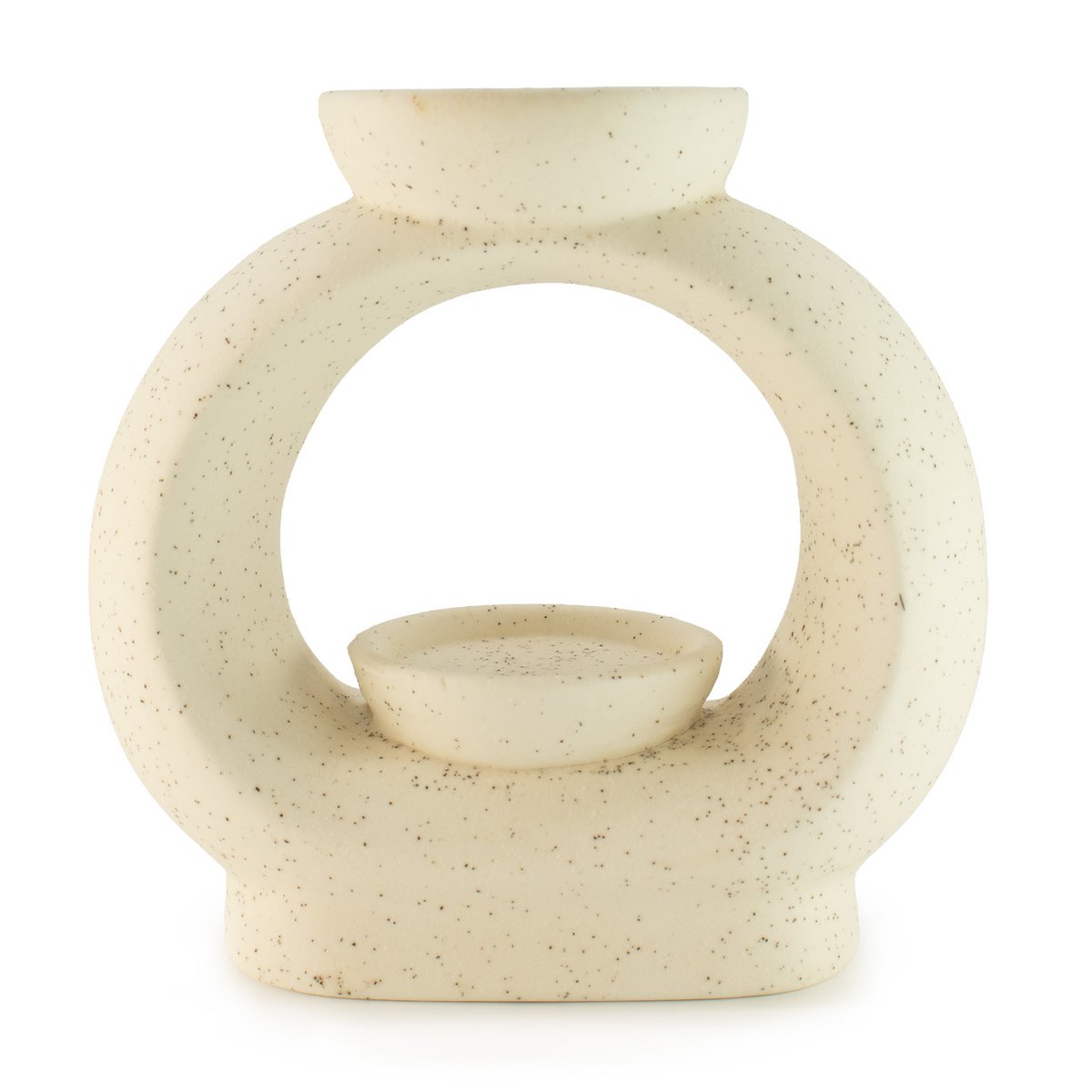 3x bruciatori a olio Zen in ceramica - Ciottolo ovale grande - Bianco maculato