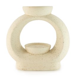 3x bruciatori a olio Zen in ceramica - Ciottolo ovale grande - Bianco maculato