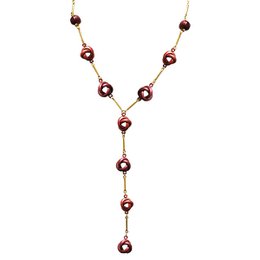 Y-förmige Halskette mit Emaille-Knoten