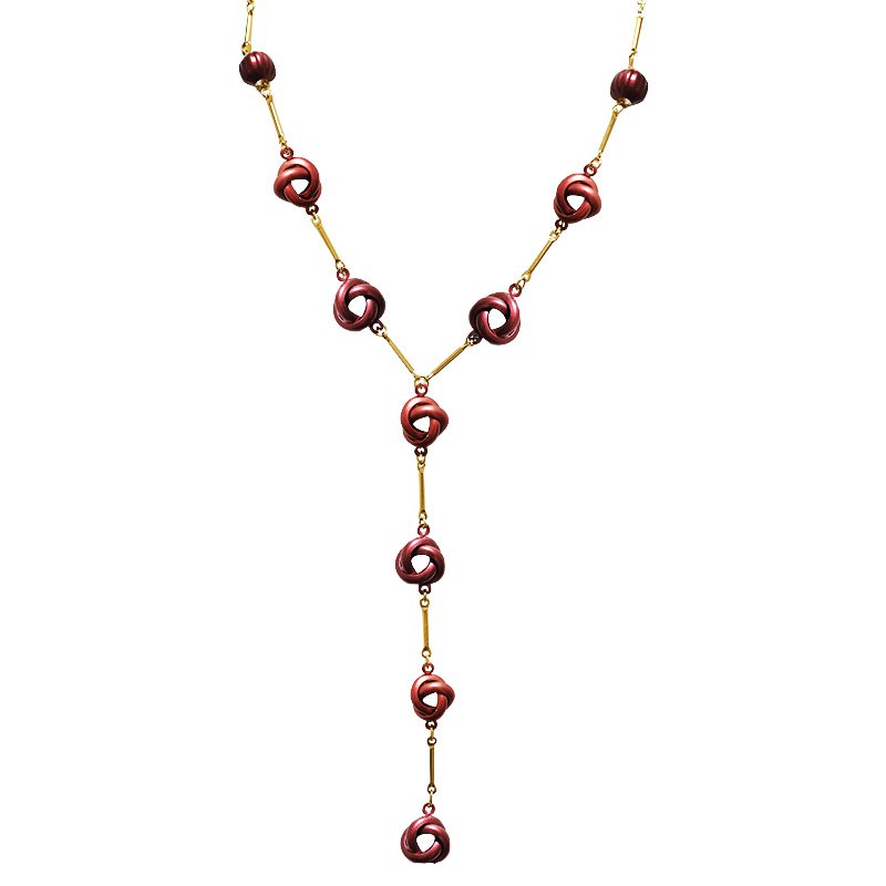 Y-vormige ketting met emaille knopen