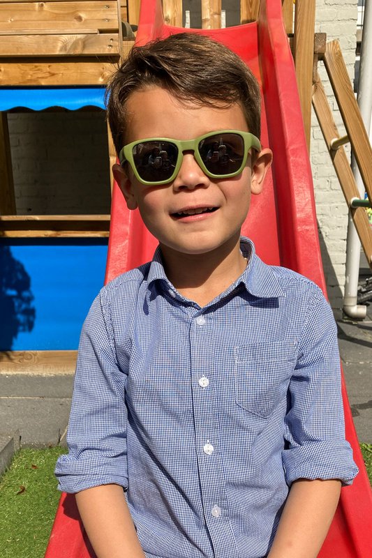 Children's sunglasses Dani 3-7 years - size M - Moss green with mirror coating lenses