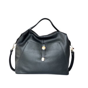 BLACK SARA GRAINED LEATHER HANDBAG