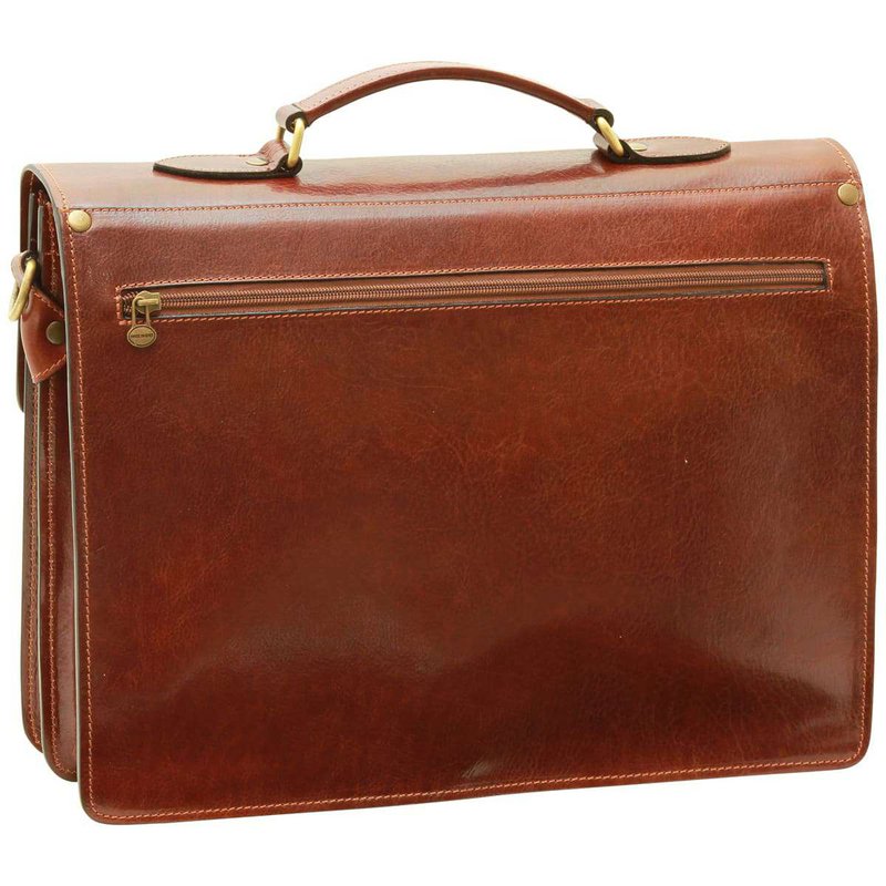 Leather Laptop Briefcase - Black