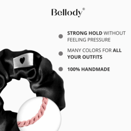 Silk scrunchie black - Bellody® elegant silk & strong hold (1 piece)