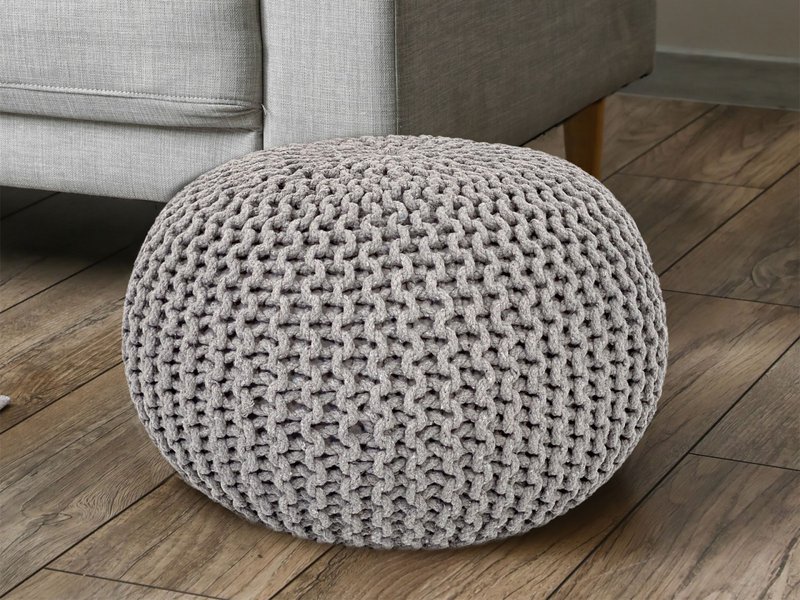 Knitted stool pouf Ø 45 H 30 cm cm seat pouf knitted floor cushion