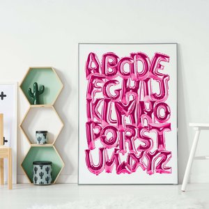 Folienballons Alphabet pädagogischer rosa Druck
