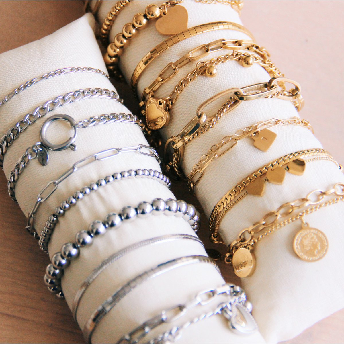 SA813 - Bracelet acier «serpent plat» - or