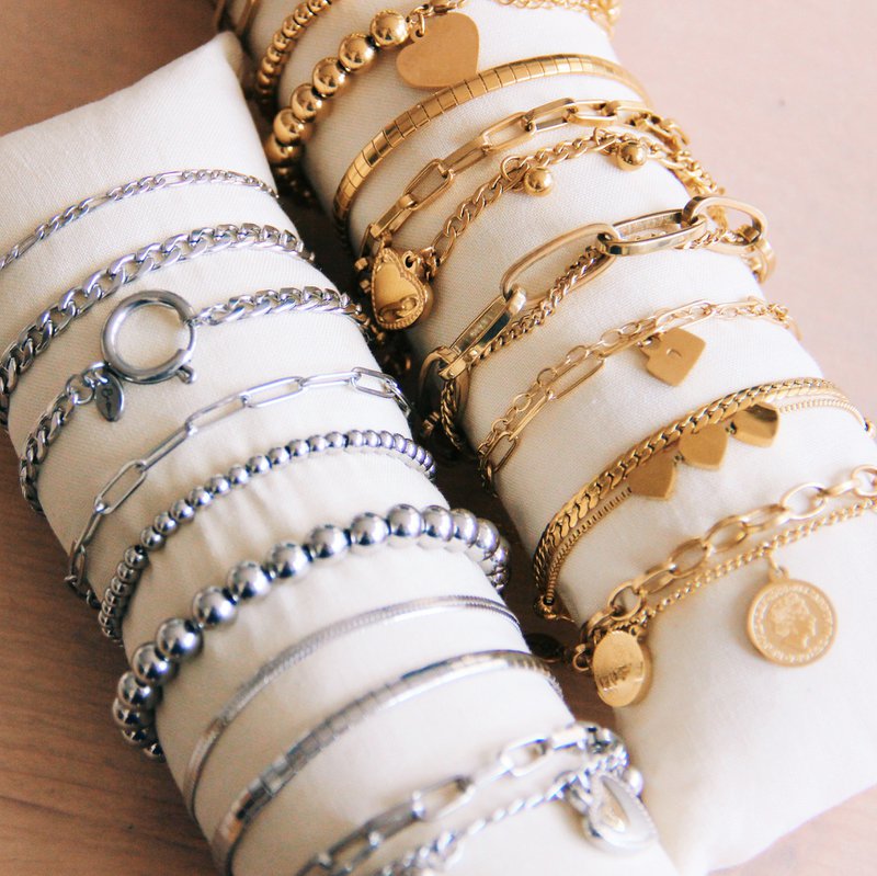 SA813 - Bracelet acier «serpent plat» - or
