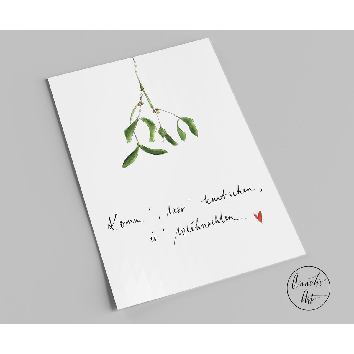 Ansichtkaart | Kerstkaart | Liefdeskaart | Maretak | met zeggen