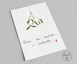 Ansichtkaart | Kerstkaart | Liefdeskaart | Maretak | met zeggen