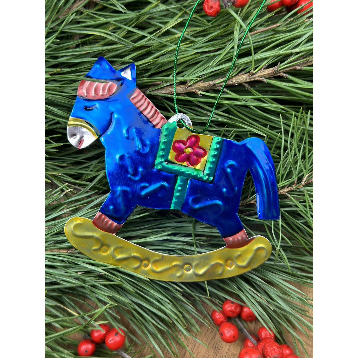 Schaukelpferd – Ornament aus Weißblech