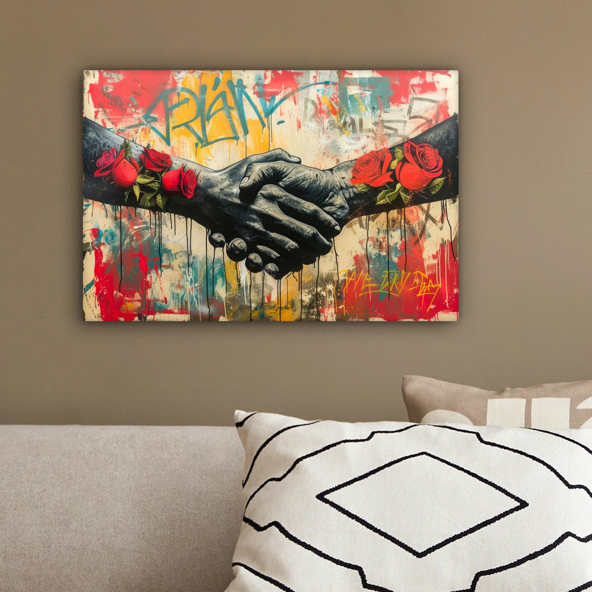 Malowanie na płótnie - Graffiti dekoracji ściennej - Róże - Hands - Street Art - Dekoracja ścienna salon - Dekoracja sypialni - Akcesoria do pokoju - Obrazy na płótnie