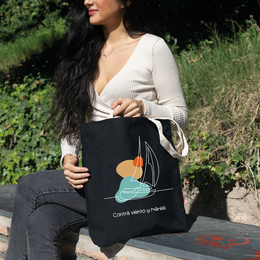 Totebags. Stor taske model "mod vind og tidevand"