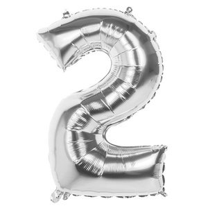 Foil balloon number '2' silver 86cm