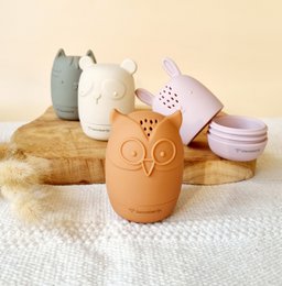 Set of 4 silicone bath toys Earth tones