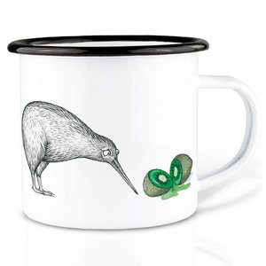 Enamel cup – Two kiwis