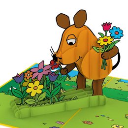 Tarjeta desplegable de felicitación floral de The Mouse®