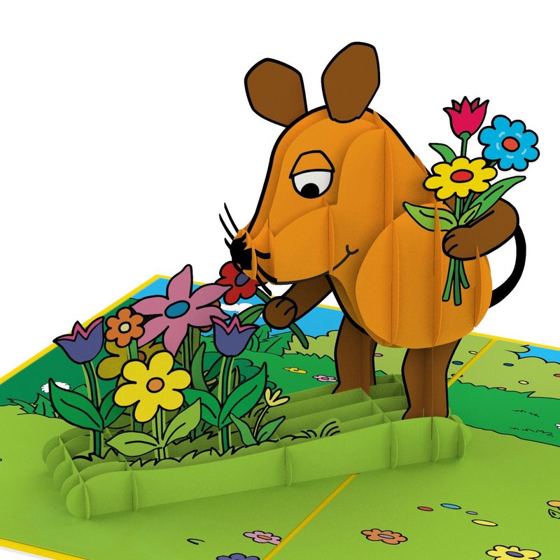 Tarjeta desplegable de felicitación floral de The Mouse®