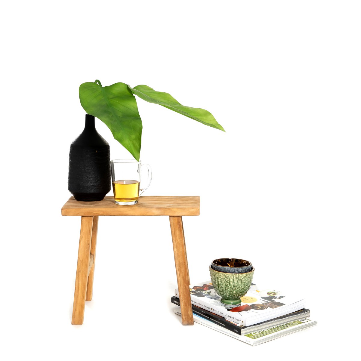 Vintage Minihocker - altes Teakholz H: 30 cm