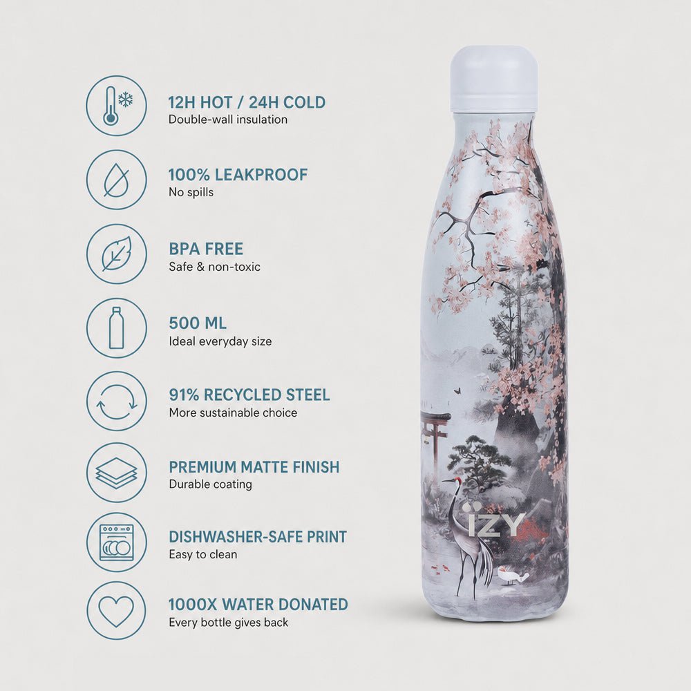 Izy Thermos Flasche - Sakura Dreams - 500 ml to -go isolierte Wasserflaschen