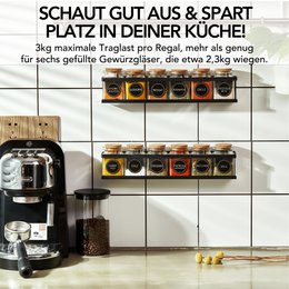 Spice shelf (2 Set) made of black metal with 3M ™ adhesive pads