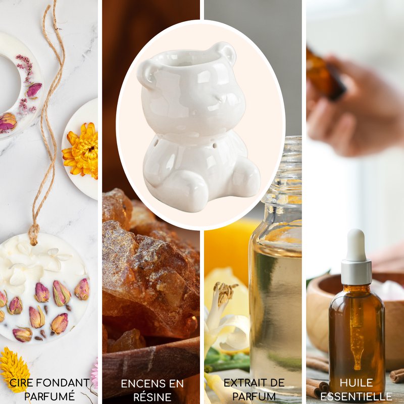 Céramy Series Parfumebrænder – Teddy – Lakeret keramisk lysestage – Spredning af duftvoks, æteriske olier – Dekorativ gaveidé