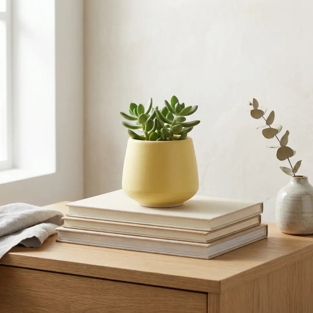 Plant Pot | Stoneware Planter Small Pastel Lemon | Yellow