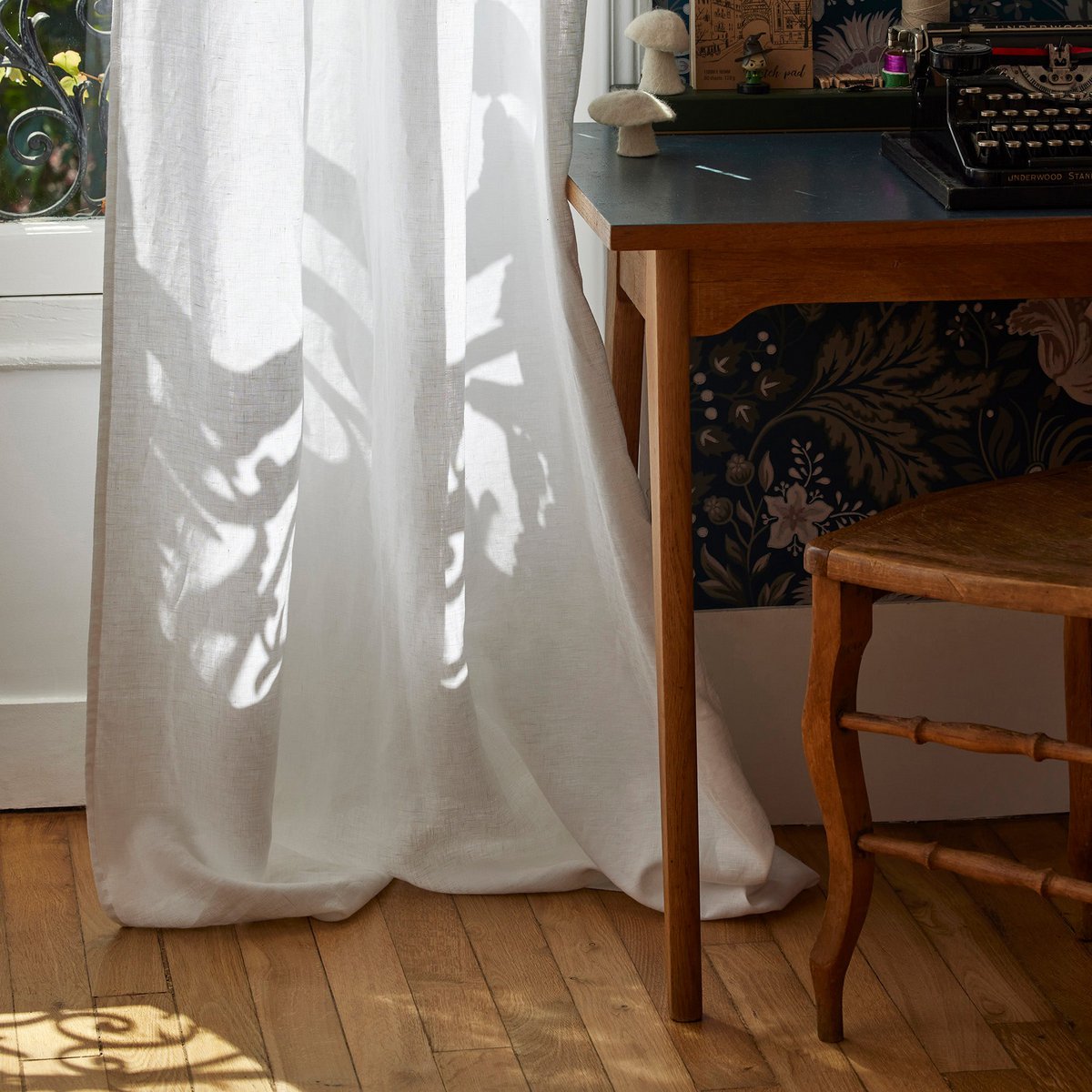 CARLINA pure white gathered curtain