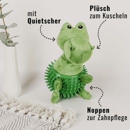Ne & No® Dog Toys Dino/ Plush Animal + Kielzeiten + Squeaker