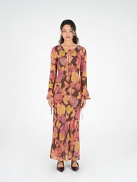Blütenblatt-Vulkanbraunes Kleid mit Blumenmuster