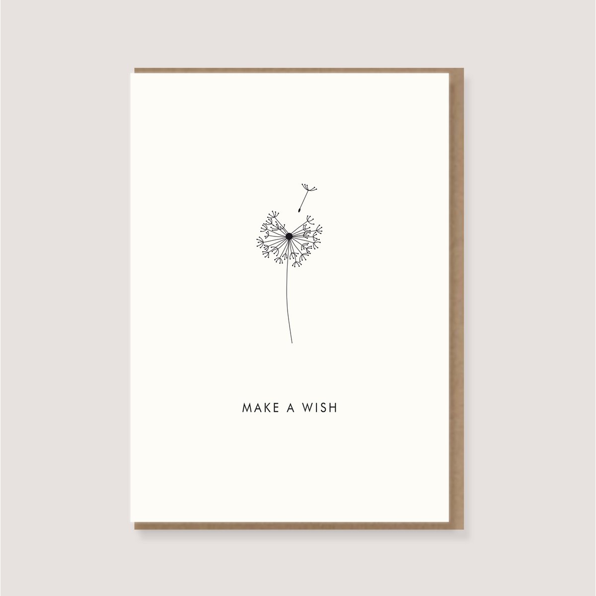 Klappkarte mit Umschlag - "Pusteblume - Make a Wish"
