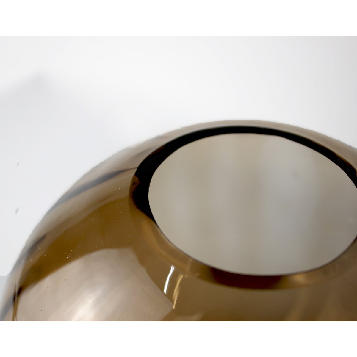 Glass vase round grooves brown vase glass handmade ball vase