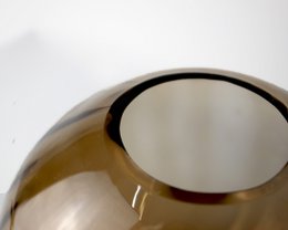 Glass vase round grooves brown vase glass handmade ball vase