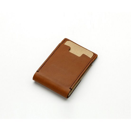 Leather money clip with integrated card holder