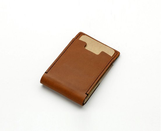 Leather money clip with integrated card holder