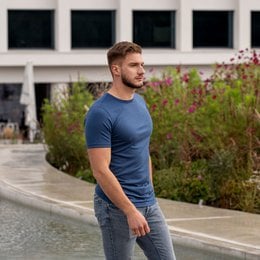 Men's Merino 160 Short Sleeve Crew Denim