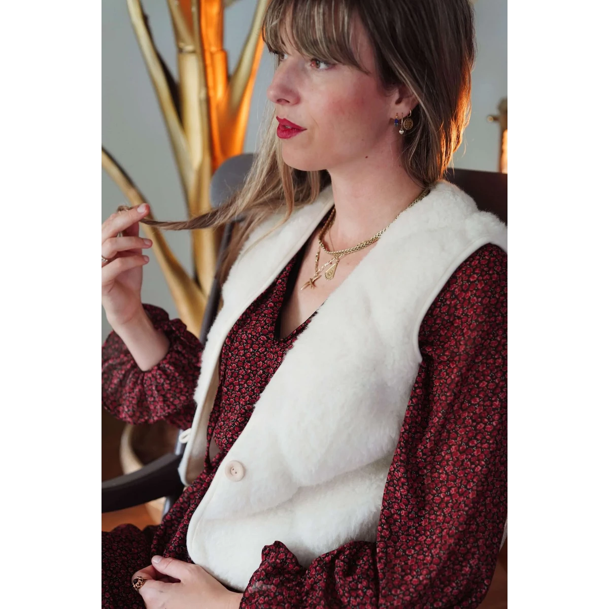 Wool Vest - Flat White Bubble Shorty