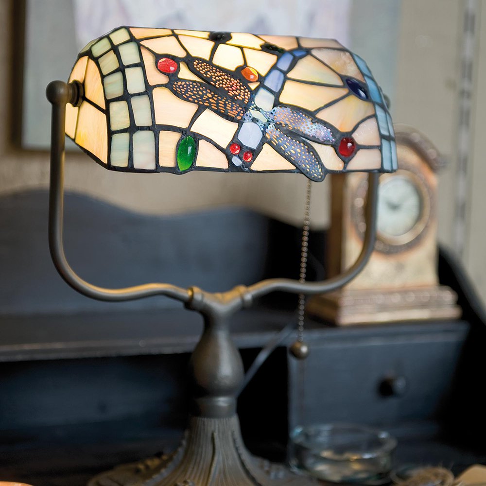 Tiffany table lamp 27x20x36 cm blue brown metal butterfly tiffany desk lamp