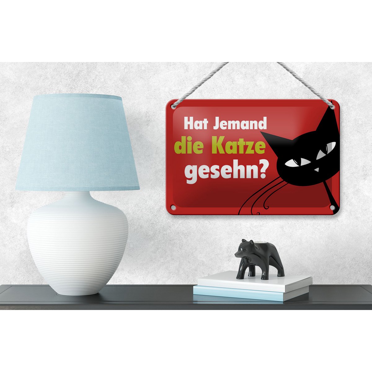 Tin sign saying 18x12cm did someone see a cat gift decoration
