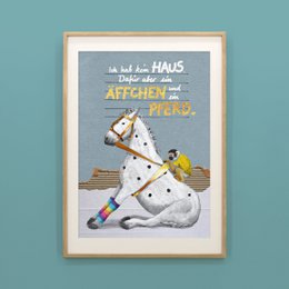 Kinderposter aap en paard - zo zien beste vrienden eruit