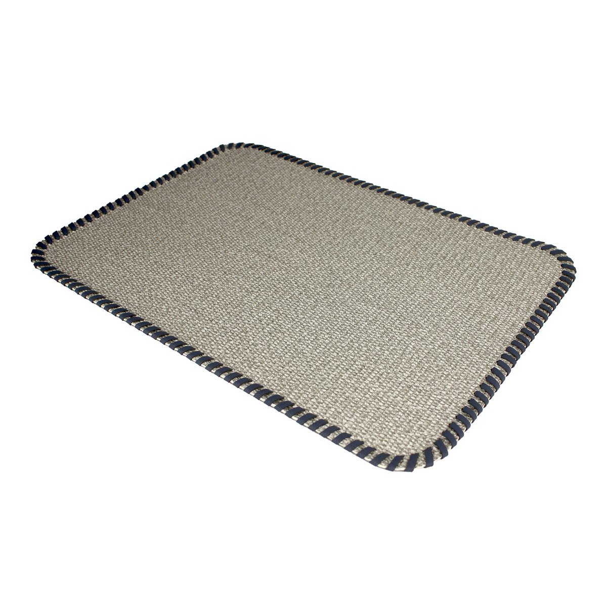 Tischset 4er Set Gewebe hellgrau mit Umrandung Lederband