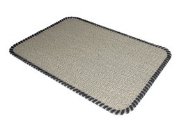 Tischset 4er Set Gewebe hellgrau mit Umrandung Lederband