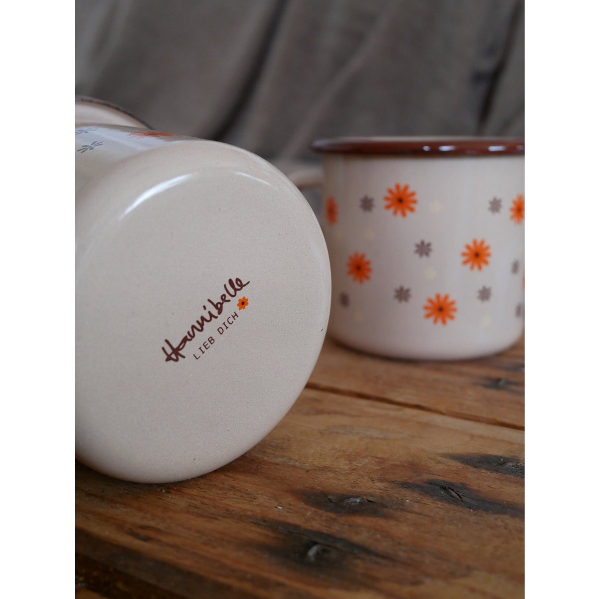 Mug émaillé je t'aime beige