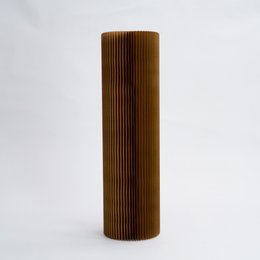 Cylindrical brown pillar display table, made of wood, with a diameter of 55cm and a height of 30cm or 30cm diameter and 110cm height.